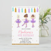 パープルバレリーナ誕生日パーティーの招待 招待状 (スタンド正面)