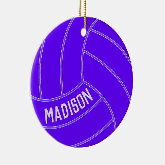 パープルバレーボールカスタム文字クリスマスオーナメント セラミックオーナメント (右)