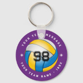 パープルバレーボールスポーツチームラウンドキーチェーン キーホルダー (正面)