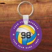 パープルバレーボールスポーツチームラウンドキーチェーン キーホルダー (正面)