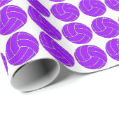 パープルバレーボールスポーツプレーヤーまたはコーチパーティー ラッピングペーパー (ロールコーナー)