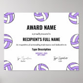 パープルバレーボール最高の、選手認識賞 ポスター (正面)