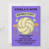 パープルバレーボール誕生日パーティー招待状 (正面)