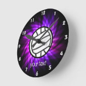 パープルバレーボール ラウンド壁時計 (傾斜)