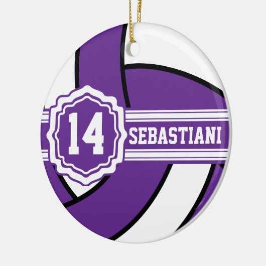 パープルバレーボール🏐 | DIYの名前と番号 セラミックオーナメント (左)