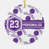 パープルバレーボール | DIYの名前と番号 セラミックオーナメント (正面)