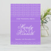 パープルバンドパターン（の模様が）あるズ結婚ディナーメニュー メニュー (スタンド正面)