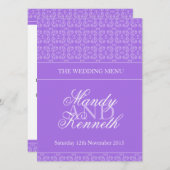 パープルバンドパターン（の模様が）あるズ結婚ディナーメニュー メニュー (正面/裏面)