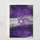 パープルバーはっきりしたモダン（ユダヤ教の）バル・ミツバー型銀箔 招待状 (裏面)