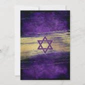 パープルバーはっきりした(ユダヤ教の)バル・ミツバー型金箔モダン 招待状 (裏面)