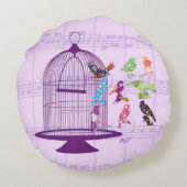 パープルバードケージ&バードシートミュージックラウンドピロー ラウンドクッション (裏面)