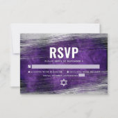 パープルバーモダン（ユダヤ教の）バル・ミツバー銀箔の水彩色 出欠カード (正面)