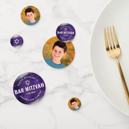 パープルバー(ユダヤ教の)バル・ミツバーフォトシルバーフォイル水彩 コンフェッティ (グループ)
