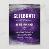 パープルバー（ユダヤ教の）バル・ミツバー銀モダン箔はっきりした型 エンクロージャーカード (正面)