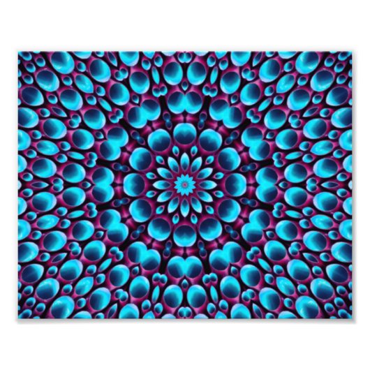 パープルパイプヴィンテージブルーフラクタル万華鏡のように千変万化するパターン フォトプリント            (正面)