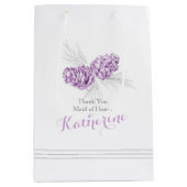 パープルパインコーンスケッチ結婚式の引き出物抱き枕 ミディアムペーパーバッグ (正面)