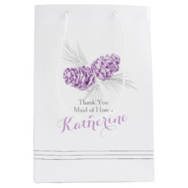 パープルパインコーンスケッチ結婚式の引き出物抱き枕 ミディアムペーパーバッグ