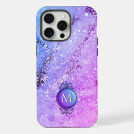 パープルパステルグリッターとモノグラムジュエル iPhone 15 PRO MAXケース