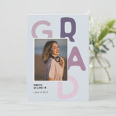 パープルパステルタイポグラフィ写真2022卒業 案内状 (スタンド正面)