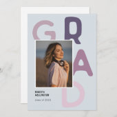 パープルパステルタイポグラフィ写真2022卒業 案内状 (正面/裏面)