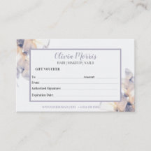 パープルパステルフローラギフト証明書テンプレート