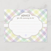 パープルパステルベビーシャワーモミーへアドバイスカード アドバイスカード (裏面)