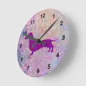 パープルパステルマーブルダックスシャンドウォールクロック ラウンド壁時計 (傾斜)