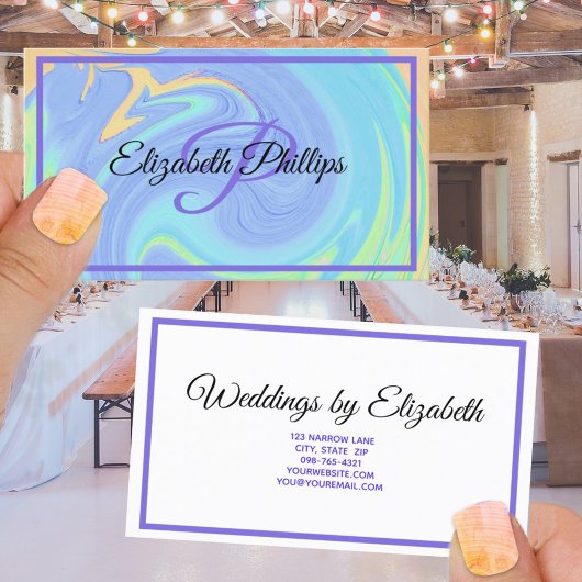 パープルパステル絵を描スワールモノグラムプロフェッショナル 名刺