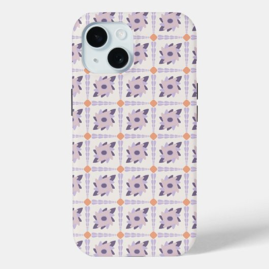 パープルパステル装飾カラフルタイル Case-Mate iPhoneケース (裏面)