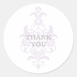 パープルパステルDamask Thank You Stickers ラウンドシール