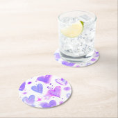 パープルパッションウォーターハート ラウンドペーパーコースター (インサイチュ)