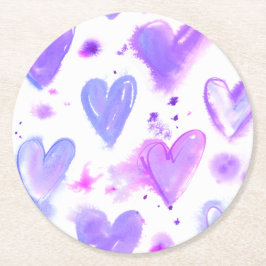 パープルパッションウォーターハート ラウンドペーパーコースター