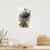 パープルパッションフラワーアートプリントポスター ポスター (キッチン)