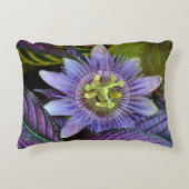 パープルパッションフラワーボタニカルフローラ アクセントクッション (正面)