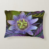 パープルパッションフラワーボタニカルフローラ アクセントクッション (裏面)