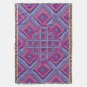 パープルパッションラベンダーフィールドダイヤモンドパターンアート スローブランケット (正面縦)