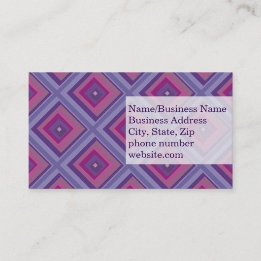 パープルパッションラベンダーフィールドダイヤモンドパターンアート 名刺 (正面)