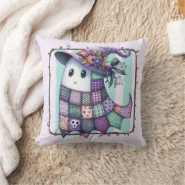 パープルパッチワーク幽霊ハロウィン不気味- Decor クッション