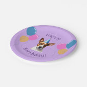 パープルパピードッグ誕生日ポーティ ペーパープレート (アングル)