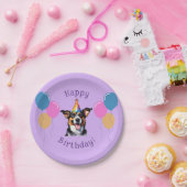 パープルパピードッグ誕生日ポーティ ペーパープレート (パーティー)