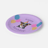 パープルパピードッグ誕生日ポーティ ペーパープレート (アングル)