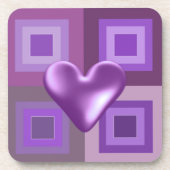 パープルパフィーハートデザイン コースター (正面)