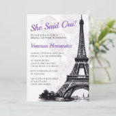 パープルパリフラワーズブライダルシャワー招待 招待状 (スタンド正面)