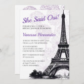 パープルパリフラワーズブライダルシャワー招待 招待状 (正面/裏面)