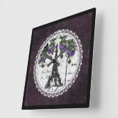 パープルパリフローラスクエアウォールクロック スクエア壁時計 (傾斜)