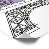 パープルパリマカロンエッフェルタワーモノグラム ポスター (角)