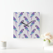 パープルパロッツ スクエア壁時計 (ホーム)