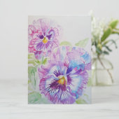 パープルパンシーアートウォーターカラー誕生日招待状 招待状 (スタンド正面)