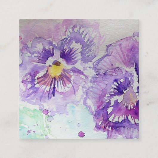 パープルパンシーウォーターカラーパンシーズスクエアセント スクエア名刺 (裏面)