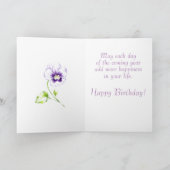 パープルパンシーウォーター誕生日カード カード (内部)